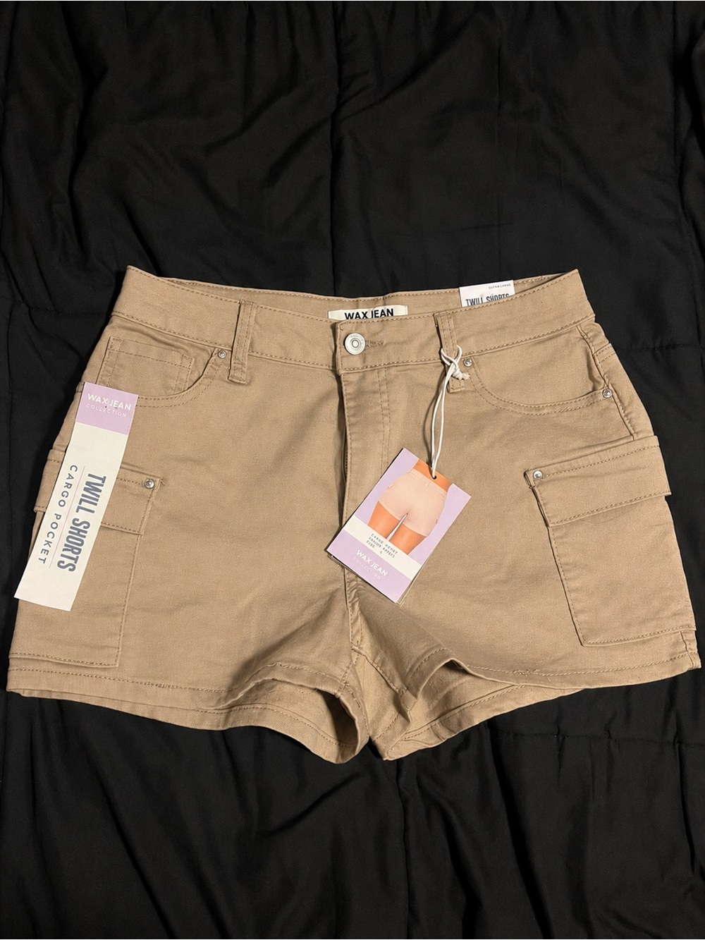 Wax Jean Cargo Twill Shorts in Khaki Tan